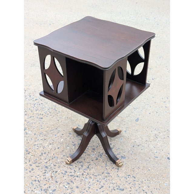 Brown Antique Ferguson Brothers Mfg. Co. Rotating Parlor Chair Side Bookcase/Table For Sale - Image 8 of 13