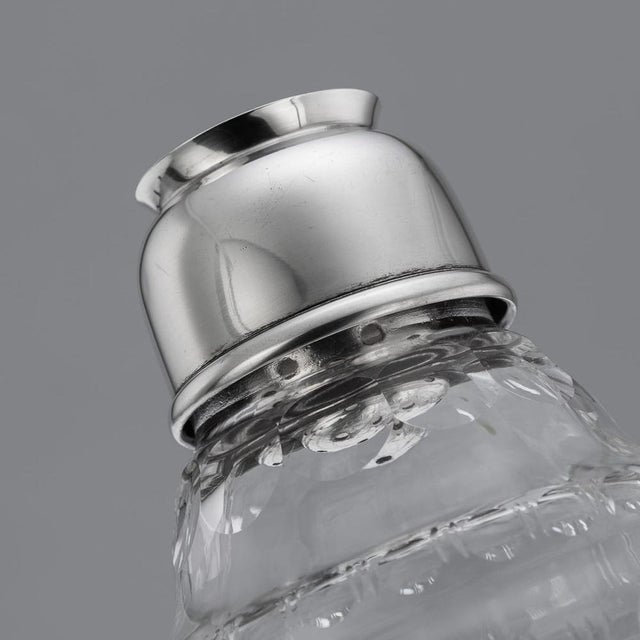 Silver 20th Century English Silver & Cut Glass Cocktail Shaker from Mappin & Webb, 1949 For Sale - Image 8 of 16