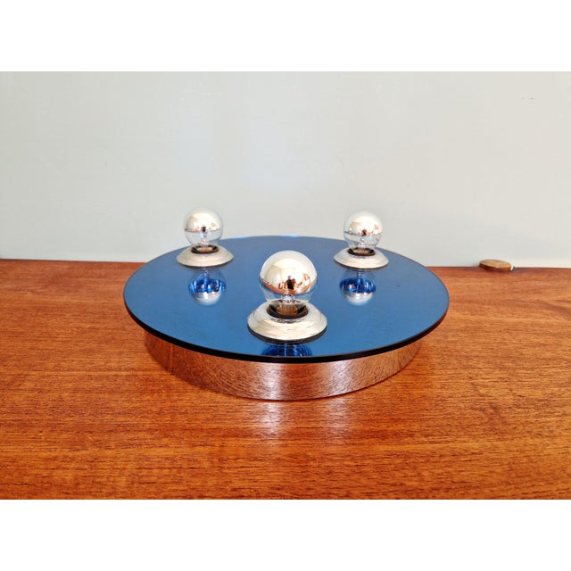 Space Age Wall or Ceiling Light in Blue Mirrored Glass, 1970s For Sale - Image 12 of 14