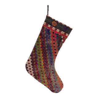 Vintage Turkish Kilim Rug Christmas Stocking For Sale