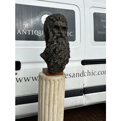 Cream Large Bust on Corinthian Column Display Stand For Sale - Image 8 of 18