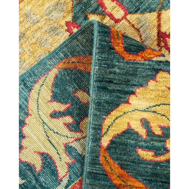 Arts & Crafts Hand Knotted Area Rug, Green - 6' 2" x 9' 5" For Sale In New York - Image 6 of 9