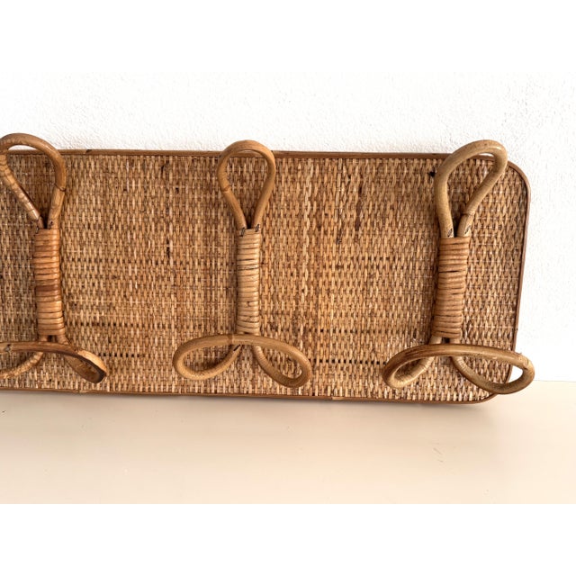 Italian Riviera Coat Hanger Rack in Bamboo and Rattan from Vivai Del Sud, 1970s For Sale - Image 6 of 11