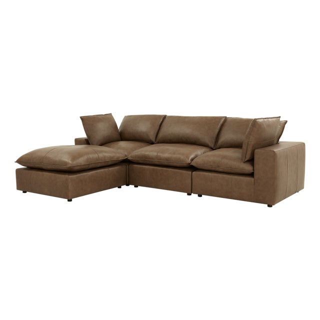 Cali 4-Piece Brown Leather Modular Sectional For Sale