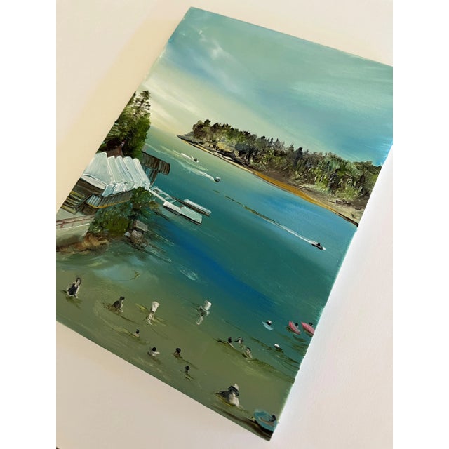 Contemporary Bass Lake, Miniature Oil Painting by Jessica Fairley For Sale - Image 3 of 4