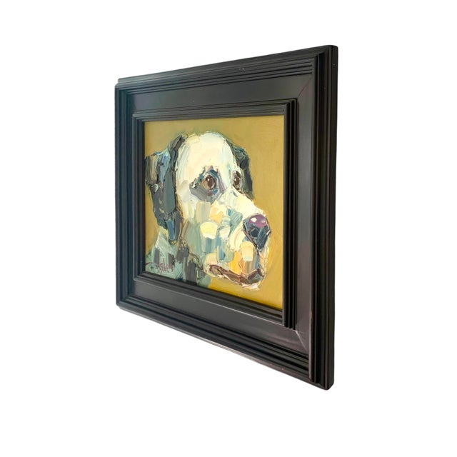 Late 20th Dog Painting Dalmatian Portrait Thick Acrylic on Canvas Signed Framed Art Decor For Sale - Image 4 of 7