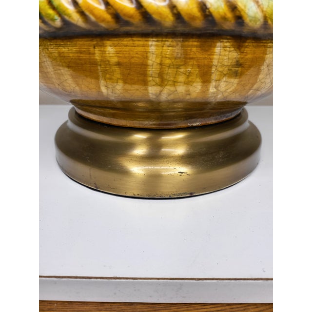 Textile Large Vintage Ceramic Table With Green Velvet Shade For Sale - Image 7 of 10