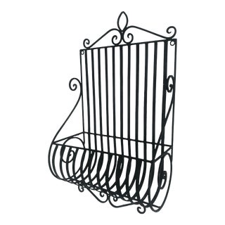Late 20th Century Weathered Wrought Iron Scrolled Wall Planter For Sale