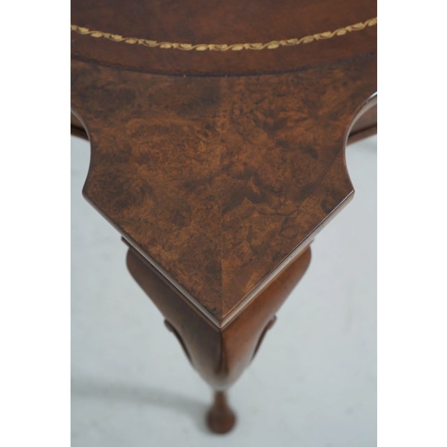 Brown Baker Burl Walnut Leather Top Games Table For Sale - Image 8 of 12