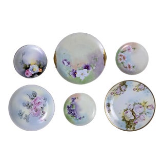 Hand-Painted Made in Prussia, Austria, Japan Floral Porcelain Plate Mixed Collection For Sale