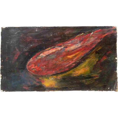 Sirio Pellegrini, Fish, 1960s, Oil on Wooden Panel For Sale
