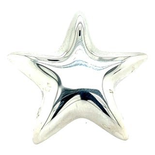 1990s Tiffany & Co Estate Puffed Star Brooch Sterling Silver For Sale
