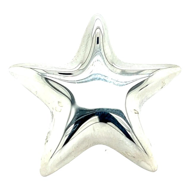 1990s Tiffany & Co Estate Puffed Star Brooch Sterling Silver For Sale