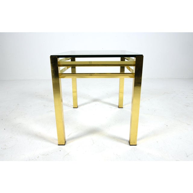 Metal Mid 20th Century Pair of Maison Jansen Style Brass & Glass Side Tables For Sale - Image 7 of 7