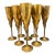 Set of 8 Elegant Stem Swirl Vintage Brass Champagne Flutes. MCM For Sale