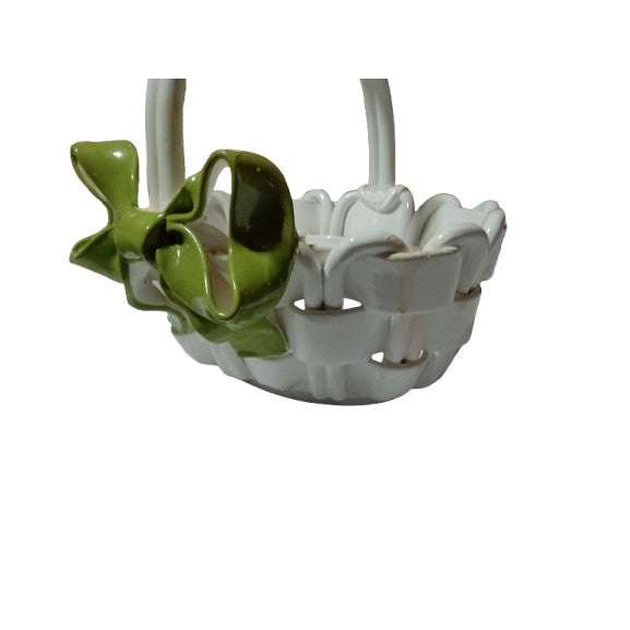 1950s Mid 20th Century Trilady Porcelain Hand Basket Made in Italy For Sale - Image 5 of 5
