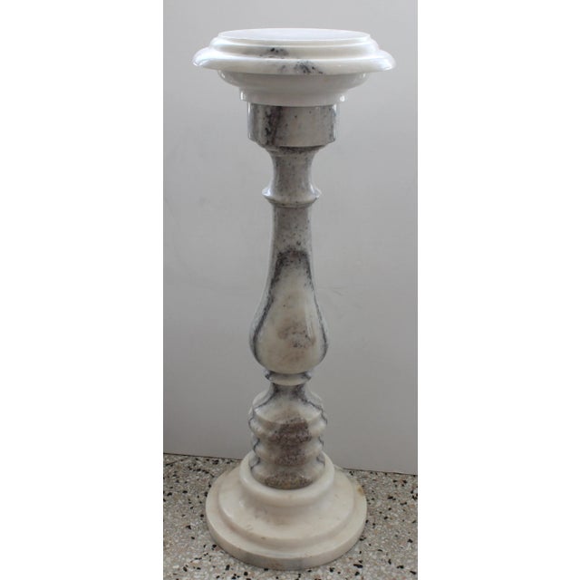 Intriguing Marble Balustrade Form Pedestal White and Gray From Italy -comes apart in 3 sections. This stylish and...