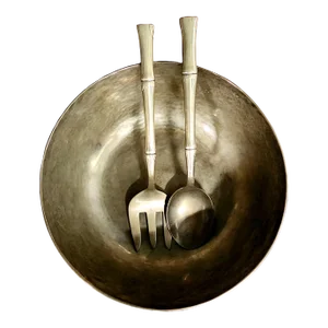 Beautiful Handmade Thai Polished Bronze Bowl & Polished Bronze Utensil Set - 3 Pc. Set