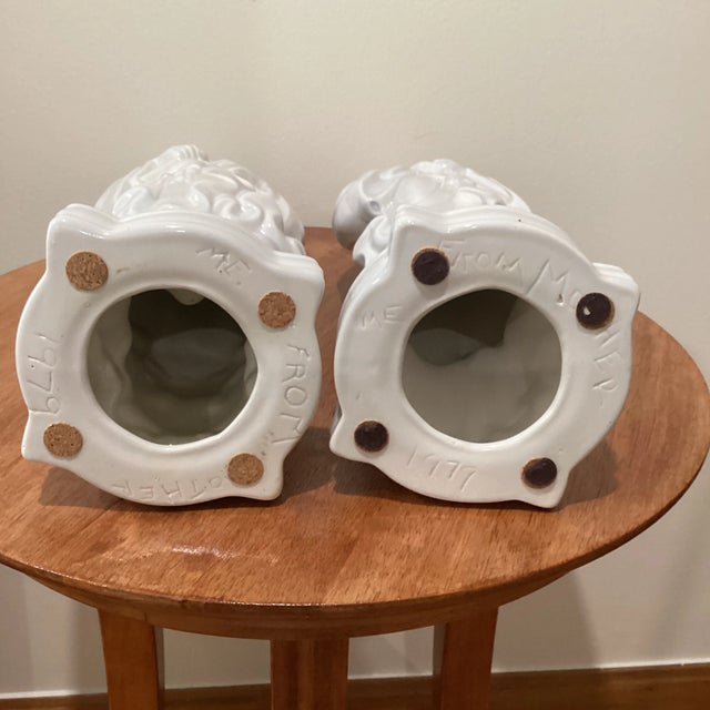 Vintage Pair Chinese Emperor Empress Asian Figure Couple Statues, 1979 For Sale In Chicago - Image 6 of 9