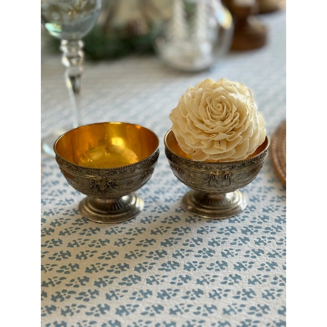 1950s Vintage English Georgian Style Silver Plated Decorative Petite Bowls / Rose Bowls / Open Salts by Corbell & Co For Sale - Image 5 of 12