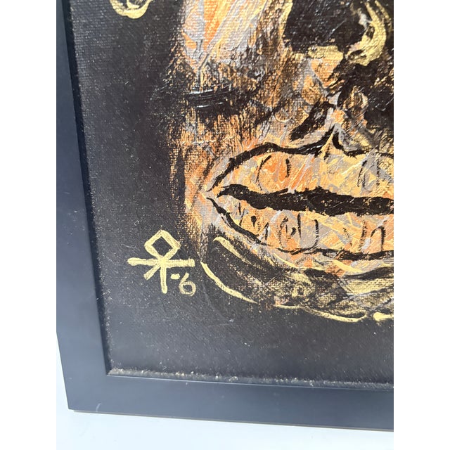1970s Vintage Abstract Expressionist Faces Painting, Signed, Artist Unknown - Set of 2 For Sale - Image 5 of 13