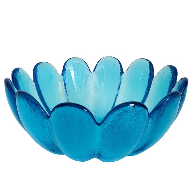 Vintage Indiana Glass Bright Blue Lotus Bowl Chairish