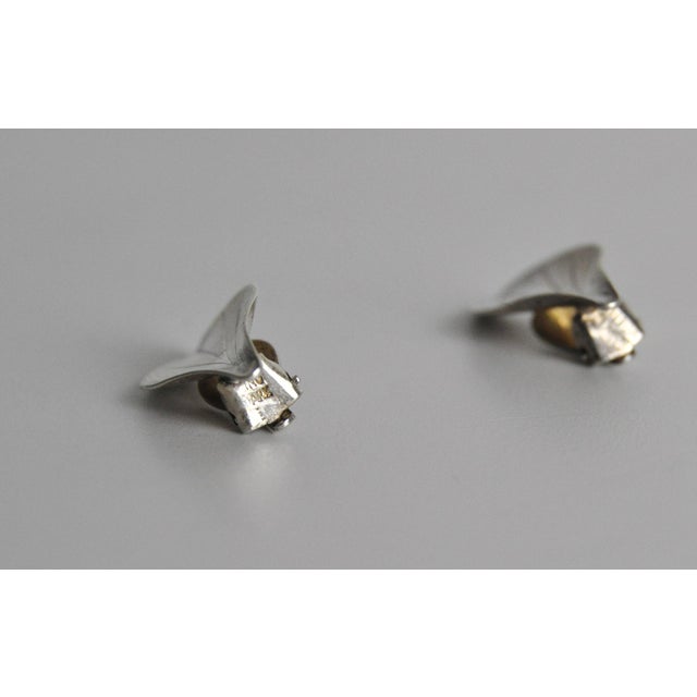 1950s Modernist Sterling Silver Leaf Earclips from Hermann Siersbøl, 1950s, Set of 2 For Sale - Image 5 of 8
