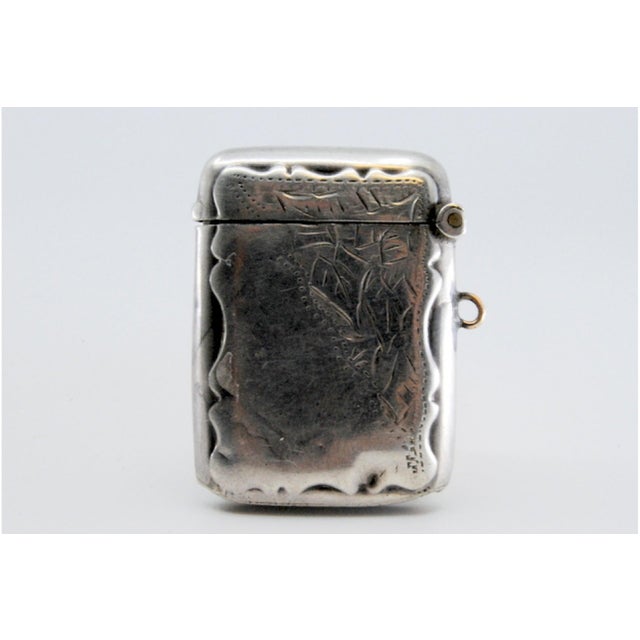 Silver Matchbox with Engraved Plant Motifs Surrounding Monogram Card For Sale - Image 3 of 11