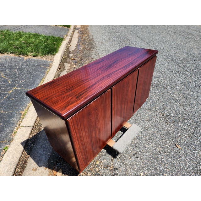 Mid-Century Modern Stunning Vintage Skovby Mid-Century Modern Rosewood Credenza | Danish Modern 3-Door Buffet | Sleek Storage Cabinet For Sale - Image 3 of 18