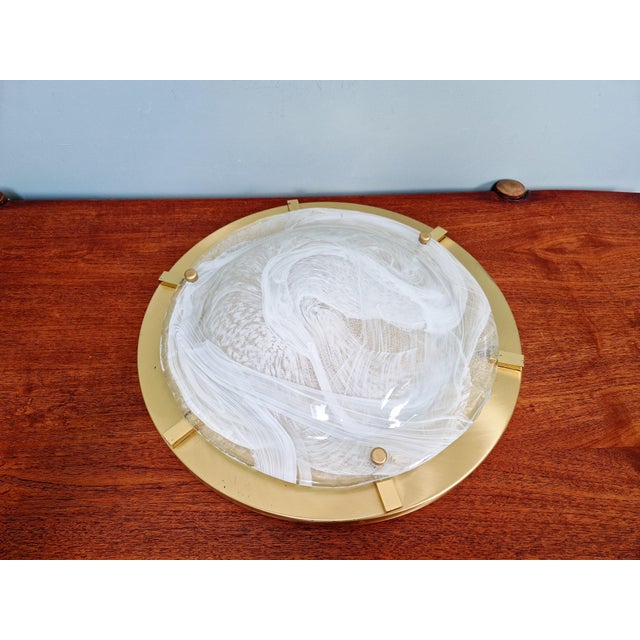 Mid-Century Modern Large Brass and Murano Glass Ceiling Light from Hillebrand Lightning, 1970s For Sale - Image 3 of 18