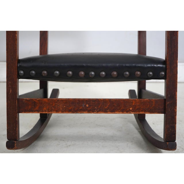 Stickley Brothers Antique Mission Oak Small Rocking Chair For Sale - Image 10 of 18