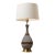 Mid 20th Century Ribbed Gourd Mid Century Table Lamp With Brass Base and White Drum Shade For Sale