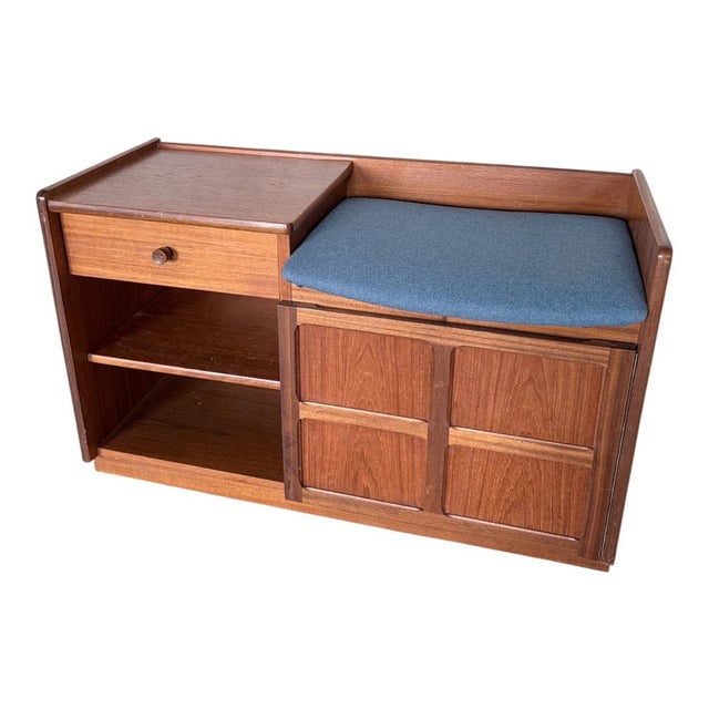 Brown Mid-Century Teak Telephone Bench with Drawer from Nathan, 1970s For Sale - Image 8 of 11