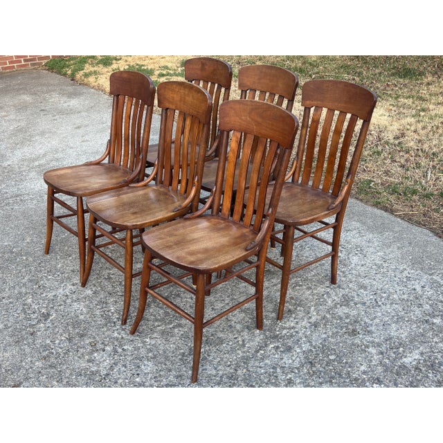 Rustic European Hold for Xavier - Antique Rustic Arts & Crafts Dining Chairs - Set of 6 For Sale - Image 3 of 12