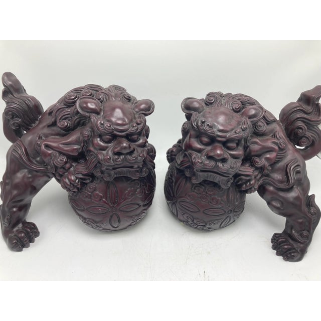 Asian Vintage Foo Dogs, a Pair For Sale - Image 3 of 9