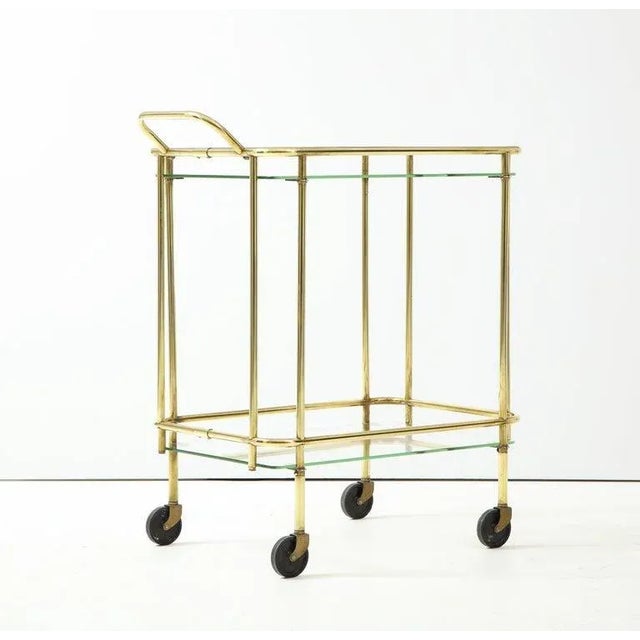 1950s Italian Solid Brass Two-Tier Bar Cart For Sale - Image 10 of 11