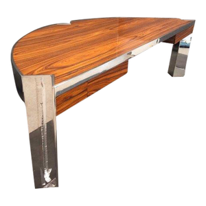 Steel and Rosewood "Mezzaluna" Desk by Leon Rosen for Pace Collection, 1970s