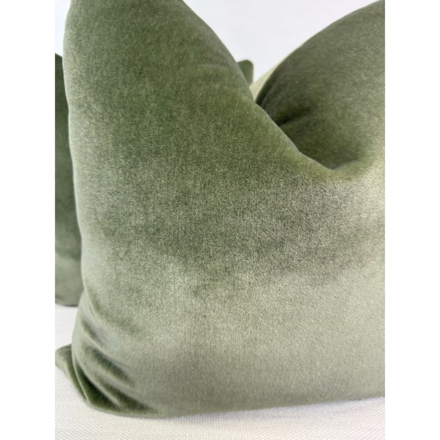 Transitional Sage Green Mohair 22" Pillows-a Pair For Sale - Image 3 of 3