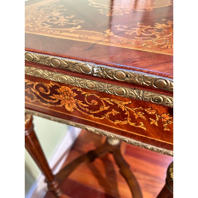 French 20th Century French Louis XVI-style Marquetry Game Table For Sale - Image 3 of 16