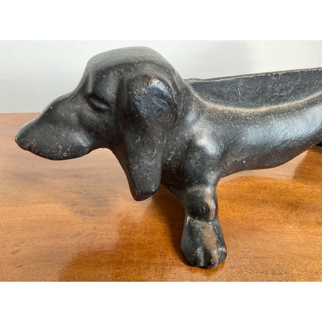 Large Vintage Cast Iron Dachshund Boot Scraper For Sale In Raleigh - Image 6 of 13