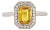 1.3ct Ceylon Yellow Sapphire Ring W Natural Diamond Halo in 14k Solid Gold, Size 6.75 For Sale