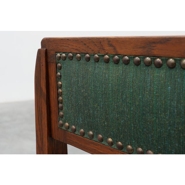 Belgian Modernist Art Deco Oak Side Chair with Green Upholstery, 1920s For Sale - Image 10 of 13