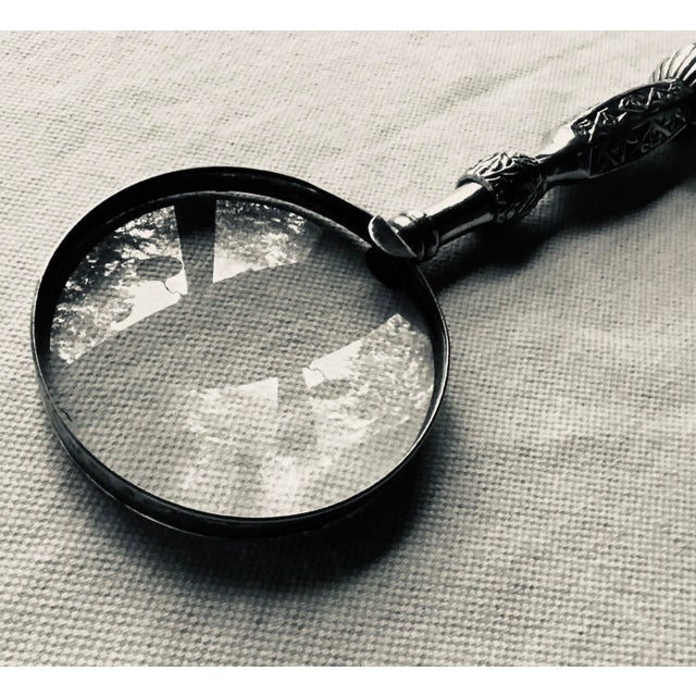 Traditional Aesthetic Movement Style Silverplate & Glass Magnifying Glass For Sale - Image 3 of 8