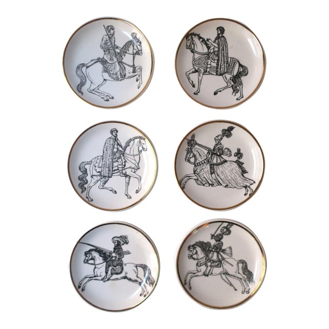 Horse Motif Piero Fornasetti Italian Cocktail Drinks Coasters or Wall Art, Set of 6 For Sale