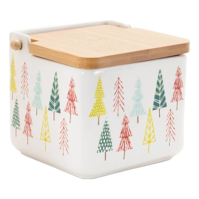 Ceramic Pine Tree Print Box (Set of 2) For Sale