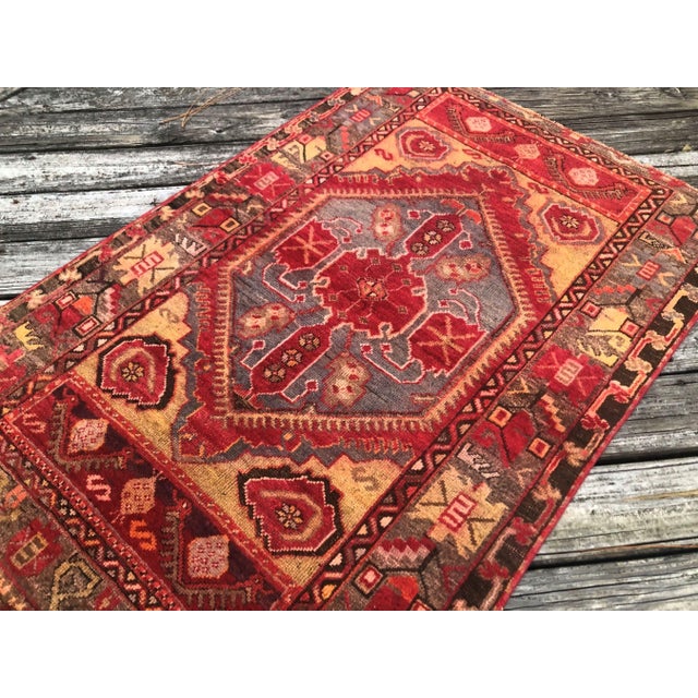 Tribal Vintage Turkish Rug Tribal Medallion Design | 3’3” X 4’10” For Sale - Image 3 of 6