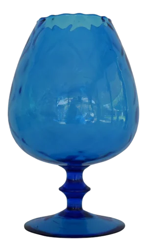 1950s Empoli Turquoise Blue Optic Pattern Brandy Snifter Fish Bowl