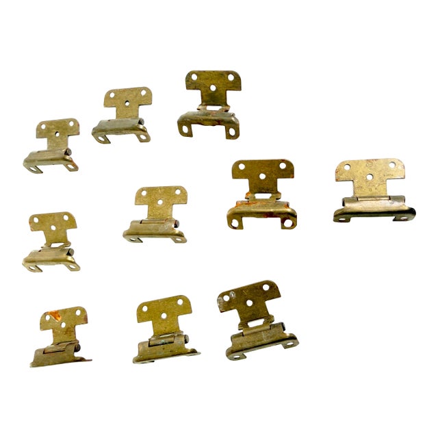 Vintage 1970s Brass Self-Closing Cabinet Hinges - 18 For Sale