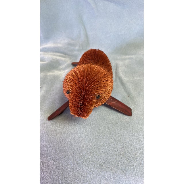 Walrus Figurine made from natural sisal bristle bottle brush with wooden bamboo fins. Very Fine and Very Fragile, this...