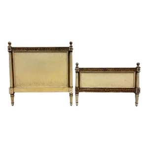 Vintage Twin Size French Louis XVI Neoclassical Style Painted Bed